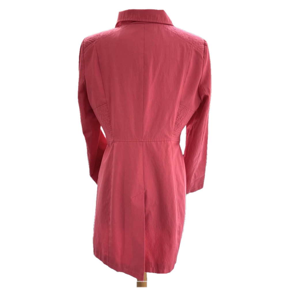Via Spiga Rain Coat Coral Large Trench Coat Zip Up Water Repellent Women’s - Picture 7 of 16
